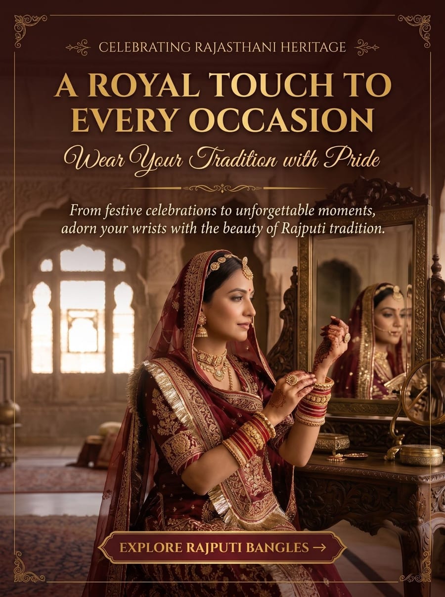 A royal touch to every occasion. Explore Rajputi bangles.